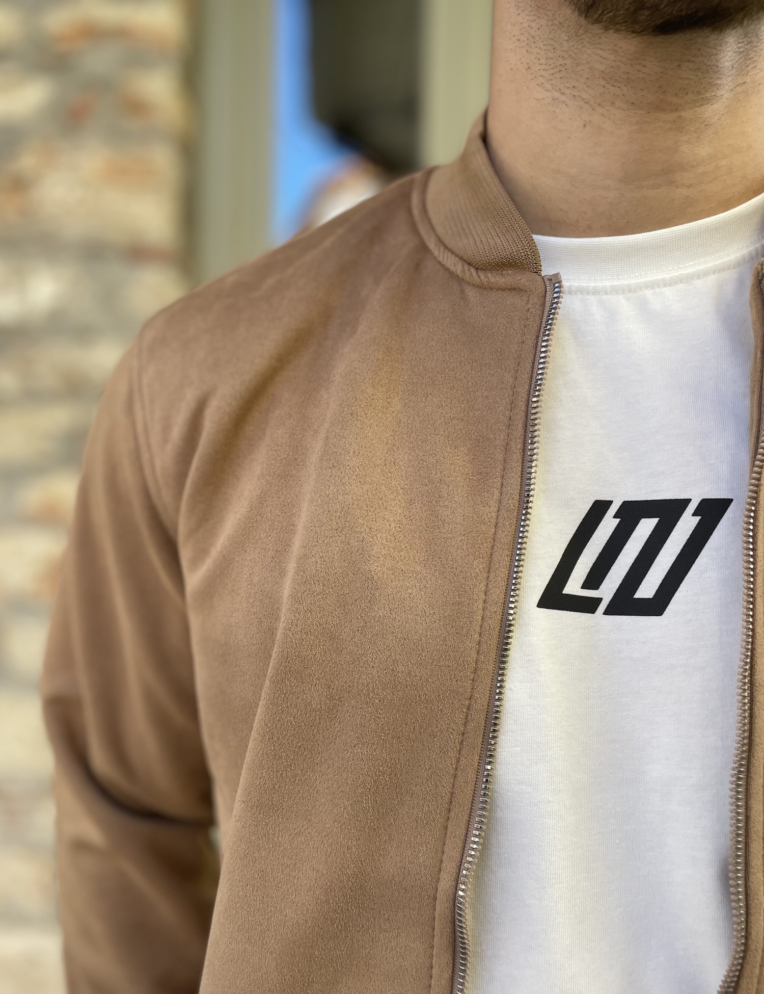 Ανδρικό κάμελ σουέτ μπουφάν Bomber HM264049B φωτογραφία